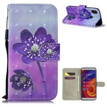 Purple Flower 3D Painted Leather Wallet Phone Case for Xiaomi Mi A2 (Mi 6X)