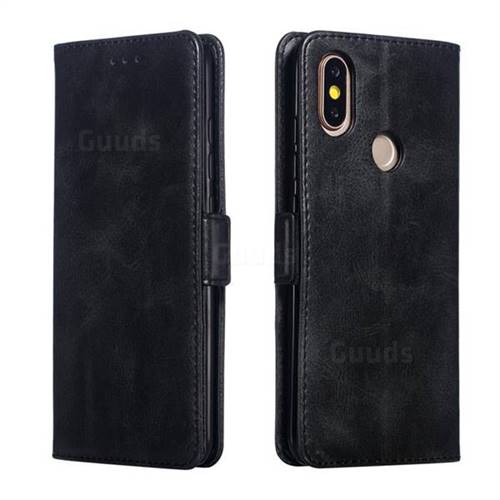 Retro Classic Calf Pattern Leather Wallet Phone Case for Xiaomi Mi A2 (Mi 6X) - Black