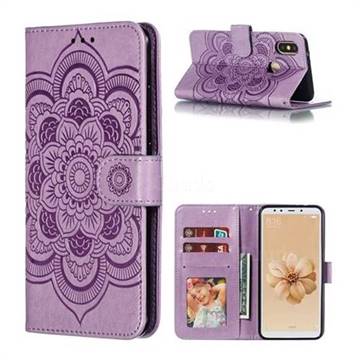 Intricate Embossing Datura Solar Leather Wallet Case for Xiaomi Mi A2 (Mi 6X) - Purple
