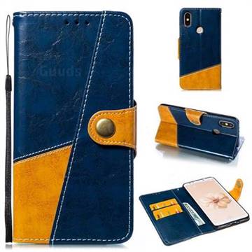 Retro Magnetic Stitching Wallet Flip Cover for Xiaomi Mi A2 (Mi 6X) - Blue