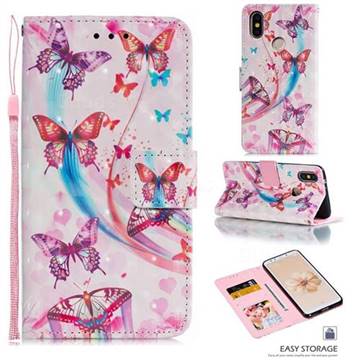 Ribbon Flying Butterfly 3D Painted Leather Phone Wallet Case for Xiaomi Mi A2 (Mi 6X)