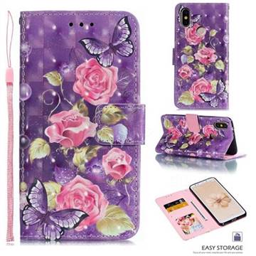 Purple Butterfly Flower 3D Painted Leather Phone Wallet Case for Xiaomi Mi A2 (Mi 6X)
