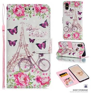 Bicycle Flower Tower 3D Painted Leather Phone Wallet Case for Xiaomi Mi A2 (Mi 6X)