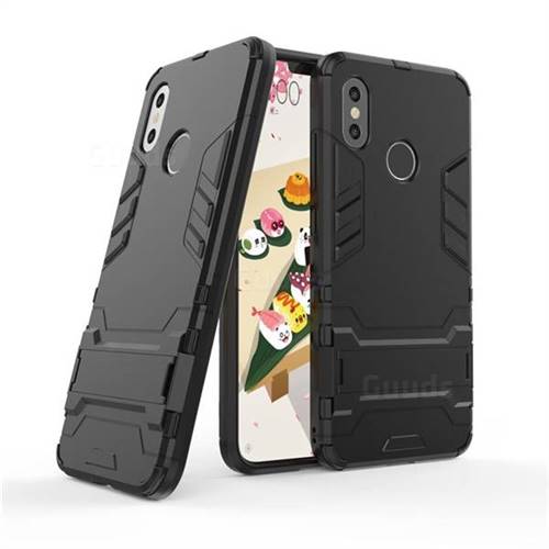 Armor Premium Tactical Grip Kickstand Shockproof Dual Layer Rugged Hard Cover for Xiaomi Mi 8 - Black