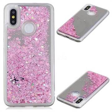 Glitter Sand Mirror Quicksand Dynamic Liquid Star TPU Case for Xiaomi Mi 8 - Cherry Pink