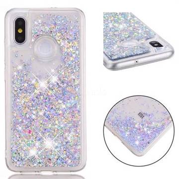 Dynamic Liquid Glitter Quicksand Sequins TPU Phone Case for Xiaomi Mi 8 - Silver