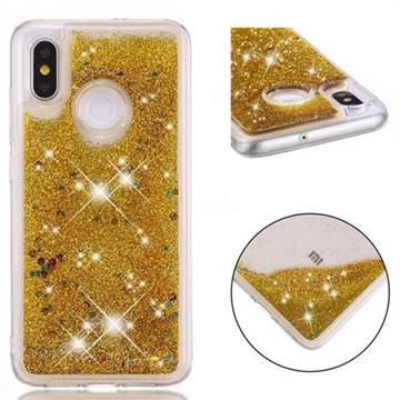 Dynamic Liquid Glitter Quicksand Sequins TPU Phone Case for Xiaomi Mi 8 - Golden