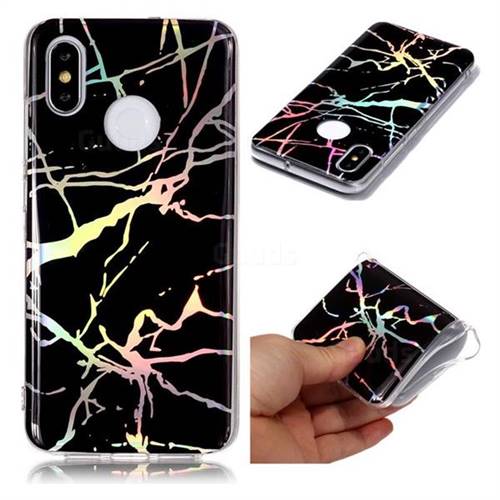 Plating Black Marble Pattern Bright Color Laser Soft TPU Case for Xiaomi Mi 8