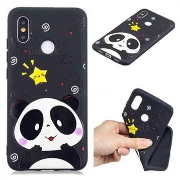 Cute Bear 3D Embossed Relief Black TPU Cell Phone Back Cover for Xiaomi Mi 8