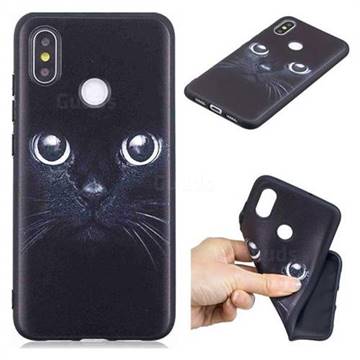 Bearded Feline 3D Embossed Relief Black TPU Cell Phone Back Cover for Xiaomi Mi 8
