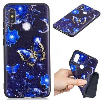 Phnom Penh Butterfly 3D Embossed Relief Black TPU Cell Phone Back Cover for Xiaomi Mi 8