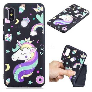 Candy Unicorn 3D Embossed Relief Black TPU Cell Phone Back Cover for Xiaomi Mi 8
