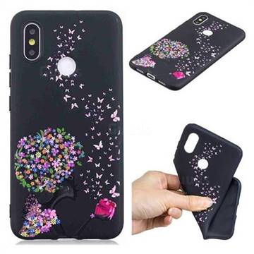 Corolla Girl 3D Embossed Relief Black TPU Cell Phone Back Cover for Xiaomi Mi 8