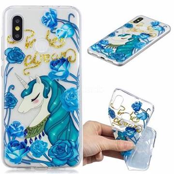 Blue Flower Unicorn Clear Varnish Soft Phone Back Cover for Xiaomi Mi 8