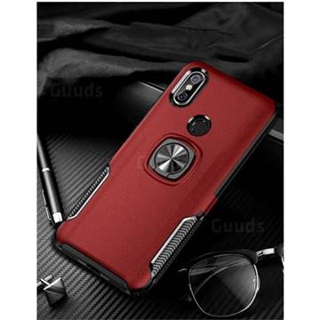Knight Armor Anti Drop PC + Silicone Invisible Ring Holder Phone Cover for Xiaomi Mi 8 - Red
