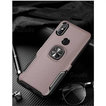 Knight Armor Anti Drop PC + Silicone Invisible Ring Holder Phone Cover for Xiaomi Mi 8 - Rose Gold