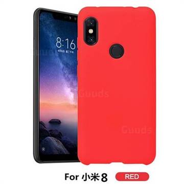 Howmak Slim Liquid Silicone Rubber Shockproof Phone Case Cover for Xiaomi Mi 8 - Red