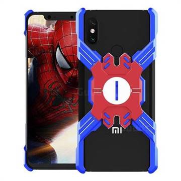 Heroes All Metal Frame Coin Kickstand Car Magnetic Bumper Phone Case for Xiaomi Mi 8 - Blue