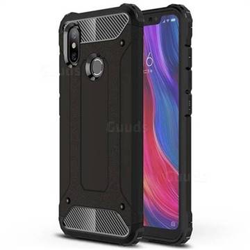 King Kong Armor Premium Shockproof Dual Layer Rugged Hard Cover for Xiaomi Mi 8 - Black Gold