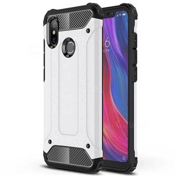 King Kong Armor Premium Shockproof Dual Layer Rugged Hard Cover for Xiaomi Mi 8 - White