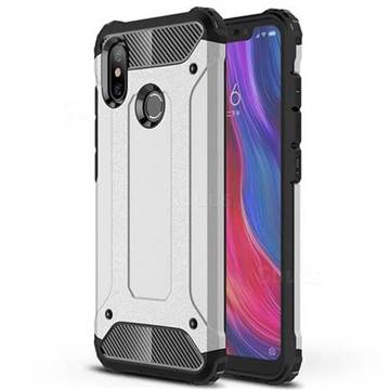 King Kong Armor Premium Shockproof Dual Layer Rugged Hard Cover for Xiaomi Mi 8 - Technology Silver