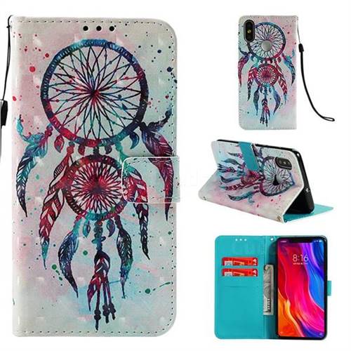 ColorDrops Wind Chimes 3D Painted Leather Wallet Case for Xiaomi Mi 8