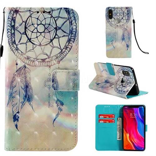 Fantasy Campanula 3D Painted Leather Wallet Case for Xiaomi Mi 8