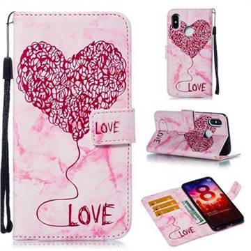 Marble Heart PU Leather Wallet Phone Case for Xiaomi Mi 8 - Red