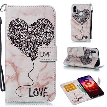Marble Heart PU Leather Wallet Phone Case for Xiaomi Mi 8 - Purple