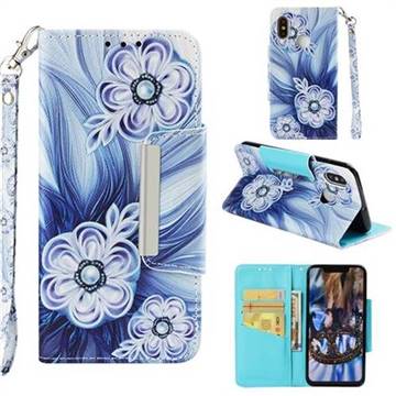 Button Flower Big Metal Buckle PU Leather Wallet Phone Case for Xiaomi Mi 8