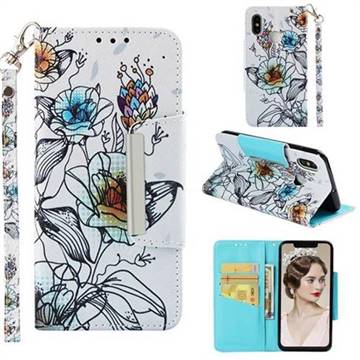 Fotus Flower Big Metal Buckle PU Leather Wallet Phone Case for Xiaomi Mi 8
