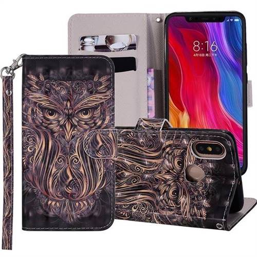 Tribal Owl 3D Painted Leather Phone Wallet Case Cover for Xiaomi Mi 8