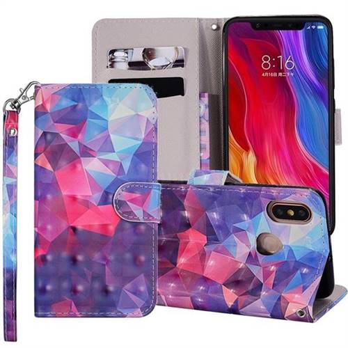 Colored Diamond 3D Painted Leather Phone Wallet Case Cover for Xiaomi Mi 8