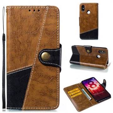 Retro Magnetic Stitching Wallet Flip Cover for Xiaomi Mi 8 - Brown