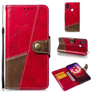 Retro Magnetic Stitching Wallet Flip Cover for Xiaomi Mi 8 - Rose Red