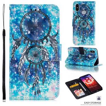 Blue Wind Chime 3D Painted Leather Phone Wallet Case for Xiaomi Mi 8