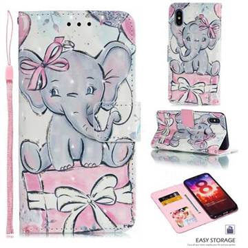 Bow Elephant 3D Painted Leather Phone Wallet Case for Xiaomi Mi 8