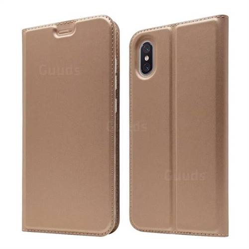 Ultra Slim Card Magnetic Automatic Suction Leather Wallet Case for Xiaomi Mi 8 Explorer - Rose Gold