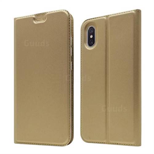 Ultra Slim Card Magnetic Automatic Suction Leather Wallet Case for Xiaomi Mi 8 Explorer - Champagne