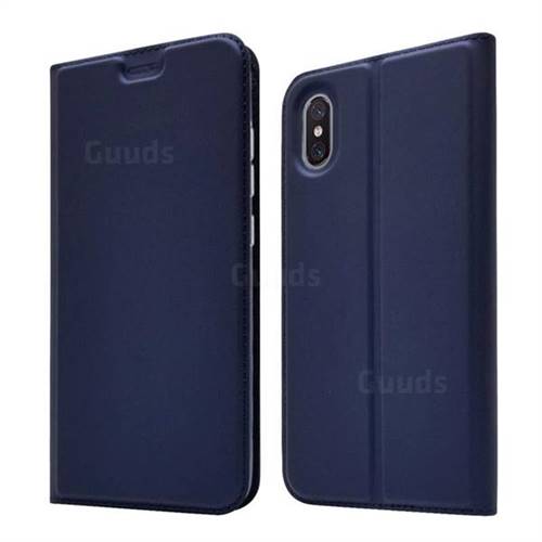 Ultra Slim Card Magnetic Automatic Suction Leather Wallet Case for Xiaomi Mi 8 Explorer - Royal Blue