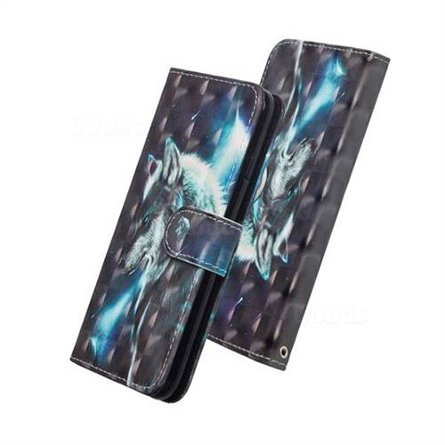 Snow Wolf 3D Painted Leather Wallet Case for Xiaomi Mi 8 Lite / Mi 8 Youth / Mi 8X