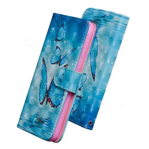 Blue Sea Butterflies 3D Painted Leather Wallet Case for Xiaomi Mi 8 Lite / Mi 8 Youth / Mi 8X