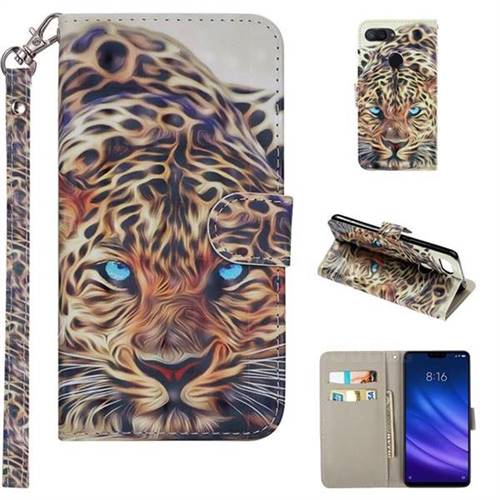 Leopard 3D Painted Leather Phone Wallet Case Cover for Xiaomi Mi 8 Lite / Mi 8 Youth / Mi 8X