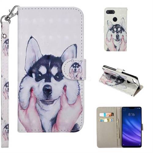 Husky Dog 3D Painted Leather Phone Wallet Case Cover for Xiaomi Mi 8 Lite / Mi 8 Youth / Mi 8X