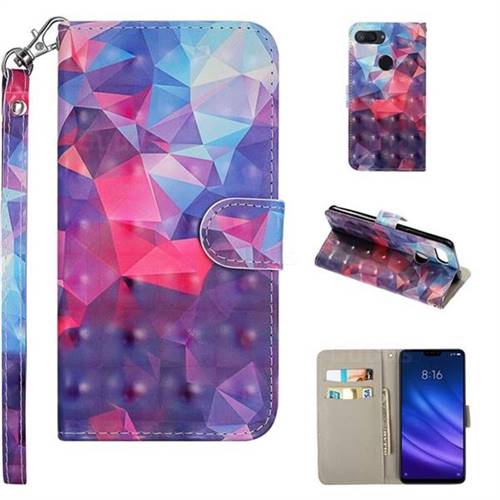 Colored Diamond 3D Painted Leather Phone Wallet Case Cover for Xiaomi Mi 8 Lite / Mi 8 Youth / Mi 8X