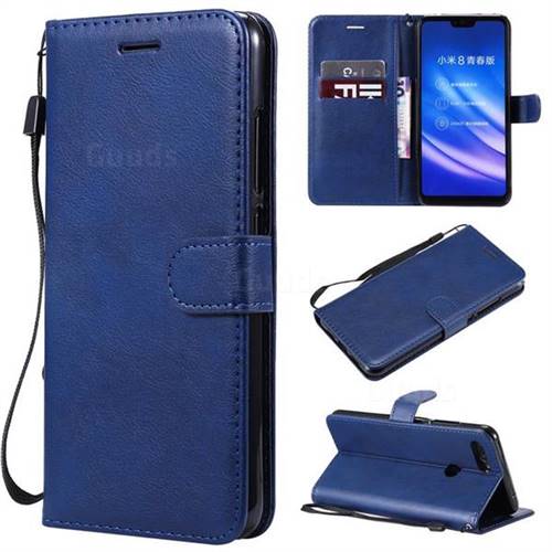 Retro Greek Classic Smooth PU Leather Wallet Phone Case for Xiaomi Mi 8 Lite / Mi 8 Youth / Mi 8X - Blue