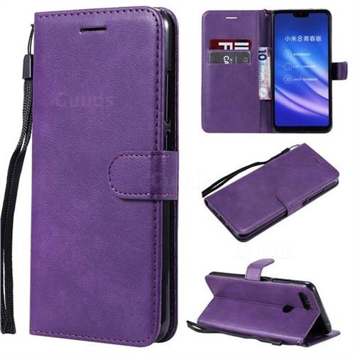 Retro Greek Classic Smooth PU Leather Wallet Phone Case for Xiaomi Mi 8 Lite / Mi 8 Youth / Mi 8X - Purple