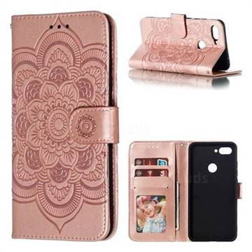 Intricate Embossing Datura Solar Leather Wallet Case for Xiaomi Mi 8 Lite / Mi 8 Youth / Mi 8X - Rose Gold