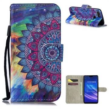 Oil Painting Mandala 3D Painted Leather Wallet Phone Case for Xiaomi Mi 8 Lite / Mi 8 Youth / Mi 8X