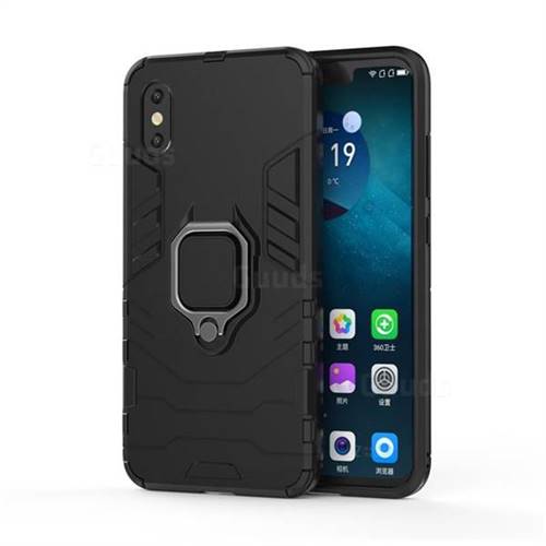 Black Panther Armor Metal Ring Grip Shockproof Dual Layer Rugged